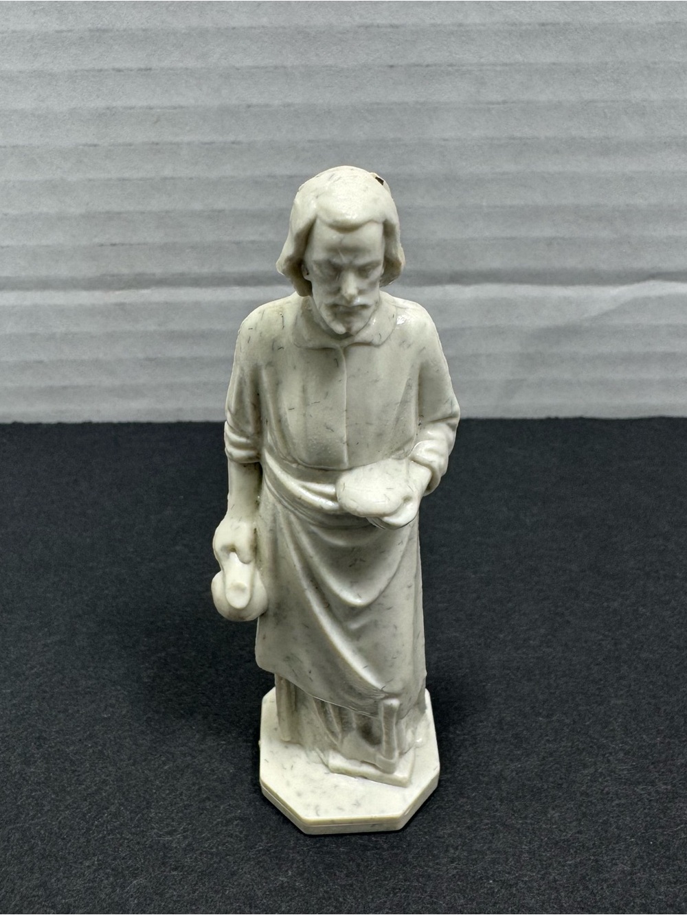 Vintage Rare St Joseph The Carpenter Plastic Figurine, Color Cream, 3.5” Tall